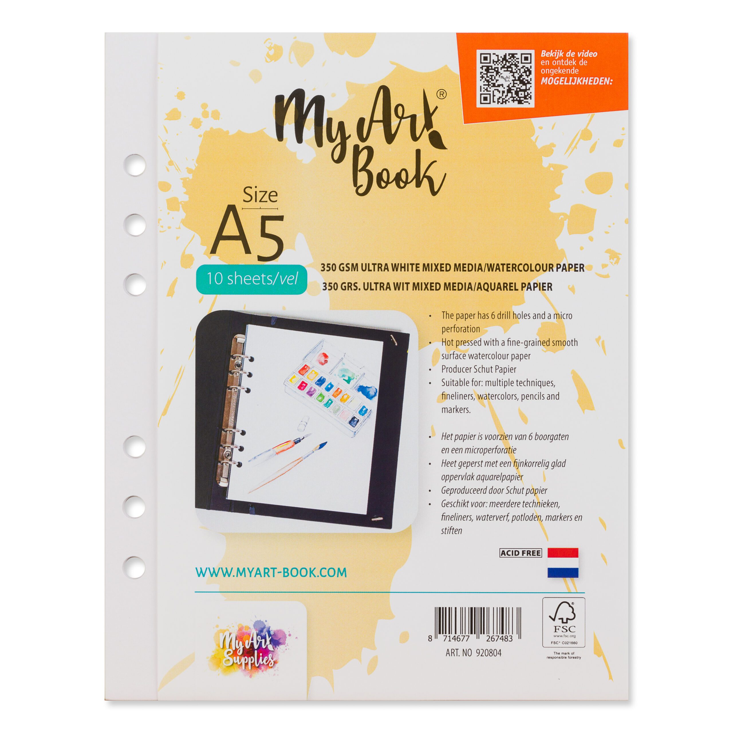 Antecedent staal zomer MyArt®Book 350 g/m2 ultra wit mixed media / aquarel papier – formaat A5 -  MyArt Book